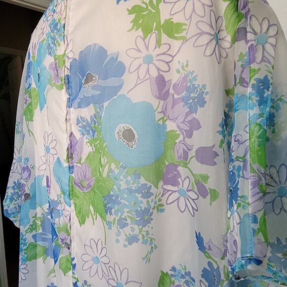 Rare Vintage 70s Small At Home Wear Sears floral print chiffon caftan maxi dress - Picture 12 of 14